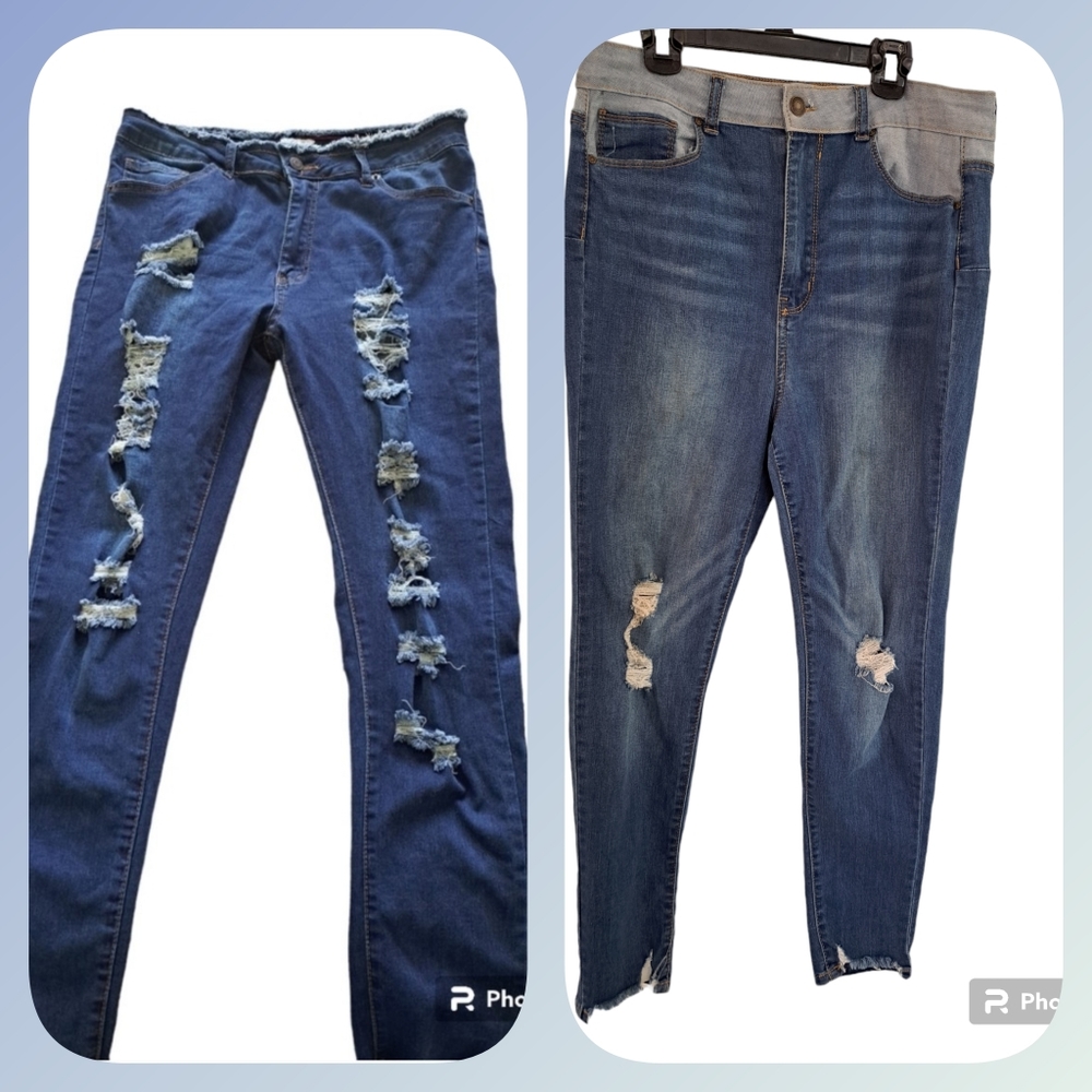 Bundle-Distressed junior skinny Jean Dark blue size 13 by TRACK 23 and Wax Jean